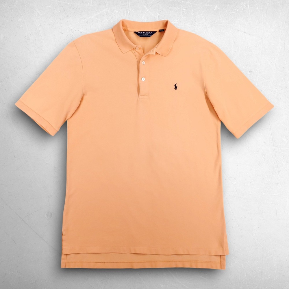 VTG 90s Polo Golf Ralph Lauren Pique Polo Shirt Men M Peach Orange Preppy Sporty
